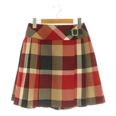 ブルーレーベルクレストブリッジ BLUE LABEL CRESTBRIDGE チェックスカート ラップ ミニ ウール 36 レッド /MY ■OS