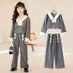 セットアップ キッズ 女の子 フォーマル 女の子 2点セット フォーマル セットアップ ガールズ 子供服 学院風 キッズ ジャケット ワイドパンツ制服 春 入学式 結婚式 発表会 カジュアル 9TLB466