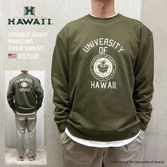 UNIVERSITY OF HAWAII ハワイ大学 DOUBLE SIDED PRINTING CREW SWEAT 裏パイル 裏毛 カレッジプリント スウェット スエット クルーネック バックプリント カリフォルニア アメカジ アメフト バスケ ブランド
