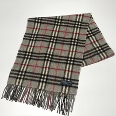 Burberrys OF LONDON　ノバチェック ラムウール マフラー　イギリス製　グレー　160 × 32