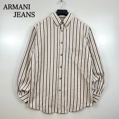 ARMANI JEANS 90s archive stripes L/S BD shirts M アルマーニジーンズ ストライプ 長袖ボタンダウンシャツ イタリア製 ワンポイント アーカイブ オールド ジョルジオ