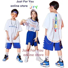 キッズダンス衣装 へそ出し チアガール衣装 ヒップホップ 子供服  女の子 男の子 ストリート 韓国  ジュニア 発表会 応援団 団体 ダンスウェア#aya21063のサムネイル