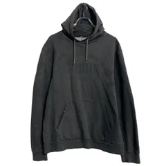 PUMA プリントスウェット パーカー プーマ L ダークグレー プルオーバー 裏起毛 古着卸 アメリカ仕入 a611-7357