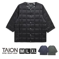 メンズ インナーダウン m l xl 	 タイオン TAION ベーシック クルーネック七分袖 ダウンジャケット TAION-014
