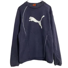 PUMA ロゴスウェット トレーナー S ネイビー プーマ スポーツ プルオーバー 裏起毛 古着卸 アメリカ仕入 a612-7594