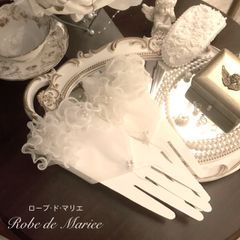 ローブドマリエ 【 outlet 】ブライダルグローブ　フィンガーレス　オーダー試作品 チュールフラワーⅡ