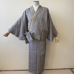 新品 未使用 セオα 単衣 江戸小紋 鮫 行儀 斜縞寄せ柄 居敷当て 緑系 