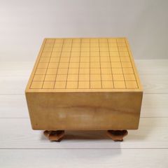 【美品】 将棋盤 天然木 新榧 柾目 脚付 縦36.4cm/横33.1cm/盤厚15.1cm/重量8.4kg