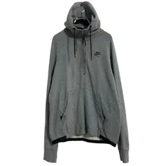 NIKE プリントスウェット パーカー M グレー ナイキ ハーフジップ カンガルーポケット 古着卸 アメリカ仕入 a702-7224