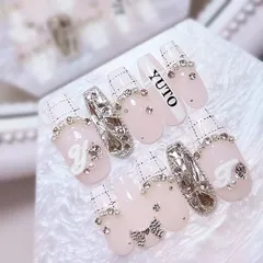 ネイルチップ 量産型 ちゅるんネイル スナ系 ワンホンネイル フレンチガーリー ツイードネイル 白ネイル リボンネイル ハートネイル イニシャルネイル オタクネイル 推し活 推しネイル ピンクネイル キラキラネイル 埋めつくしネイル 地雷 キレイめネイル