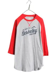 【お得なクーポン配布中!】 ノースフェイス ロゴ プリント ベースボール Tシャツ メンズ M 古着 The North face 7分丈 ラグラン ロンT ロゴT 長袖Tシャツ ツートン 前V