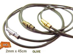 革紐 ネックレス 丸紐 本革 2mm 45cm オリーブ色 ネックレス 革紐 マグネット カーキ グリーン