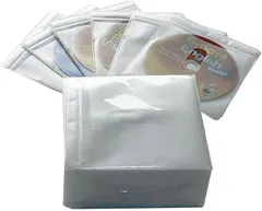 【在庫処分】JEYODA DVD CDケース 不織布 両面収納 100枚入 200枚収納可 落下防止ホワイト