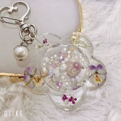 レジン　シェイカーキーホルダー　ビオラ