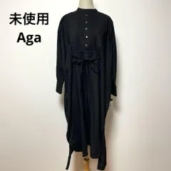 未使用 タグ付き Aga Black アーガ オーガンジースリーブワンピース 黒 アーガ Aga Aga Black オーガンジースリーブワンピース （ブラック