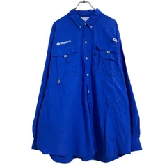 Columbia 長袖 ワークシャツ 2XL ブルー コロンビア ボタンダウン ビッグサイズ 古着卸 アメリカ仕入 a702-7383