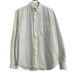 Eddie Bauer 長袖 無地シャツ M ホワイト エディバウアー 胸ポケット ボタンダウン シンプル 古着卸 アメリカ仕入 a701-5426