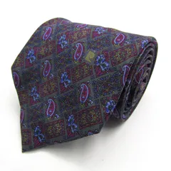 ピエールカルダン ブランド ネクタイ ロゴ 総柄 ペイズリー 幾何学模様 シルク PO メンズ グレー Pierre Cardin 【中古】