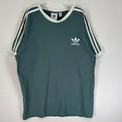 古着 アディダス adidas 半袖Tシャツ トレフォイル ロゴ 刺繍 ラグラン リンガーT M  グリーン 無地 メンズ