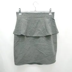 ◇ rienda フリル ミニ丈 タイト スカート サイズM ダークグレー レディース E  【1407020019149】