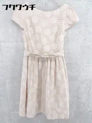 ◇ ef-de エフデ ドット 水玉 フレンチスリーブ 膝丈 ワンピース サイズ9 ベージュ レディース 【1002800740307】