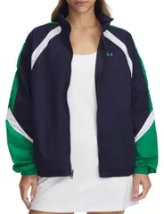 【送料無料】 アンダーアーマー レディース ジャケット・ブルゾン アウター Under Armour Women's Icon Crinkle Track Jacket Midnight Navy/Green