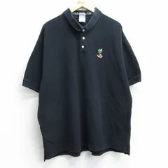 XL/古着 半袖 ポロ シャツ メンズ 90s ルーニーテューンズ マービンザマーシャン 大きいサイズ コットン 鹿の子 黒 ブラック 25mar31 中古 