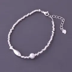 ブレスレット 魚 パール 夏 メタルビーズ 金属アレルギー対応 ニッケルフリー