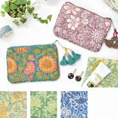 TMC ブロックプリントキルトフラットポーチ　