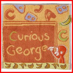 【数量限定】Curious George おさるのジョージ こくばん タオルハンカチ ベージュ 小さめ リボーンコットン フルフィーコットン 68-2020060
