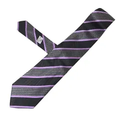 ETRO(エトロ) ネクタイ メンズ美品  - 黒×パープル×ダークグレー レジメンタル