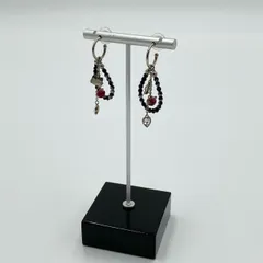 h21《美品》 Swarovski スワロフスキー Hello Kitty ハローキティ フープピアス シルバー ブラック サンリオ アクセサリー イヤリングt18r