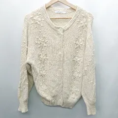 ◇ AMERICAN HOLIC アメリカン ホリック 綿100% 花刺繍 長袖 カーディガン サイズM オフホワイト レディース E  【1408220016846】