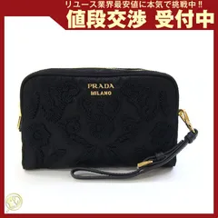 プラダ ポーチ 1NE021 ブラック ナイロン レザー