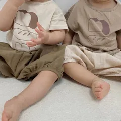 韓国子供服　ブレッドTシャツ　パンTシャツ