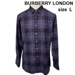 ◆ バーバリーロンドン BURBERRY LONDON シャツ ノバチェック パープル 黒 毛 Ｌ メンズ S5V693