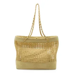 CHANEL ベージュ ストロー パーティーバッグ CHANEL ベージュ ストロー パーティーバッグ