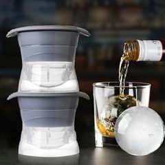 製氷器 製氷機 製氷皿 2個入り 丸氷 透明 シリコン 丸型 ふた付き 蓋付き フタ付 丸 氷 アイストレー アイスメーカー アイスボール 球形氷 丸い氷 まる型 溶けにくい 氷入れ容器 取り出しやすい 冷凍 DIY 飲み物xzzhang381