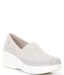 【送料無料】 スケッチャーズ レディース サンダル シューズ x Martha Stewart Pier-Lite Reflection Rhinestone Wedge Slip-Ons Light Grey/Silver