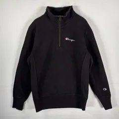 古着 チャンピオン Champion スウェット リバースウィーブ ハーフジップ 復刻 ワンポイントロゴ刺繍 M  ブラック メンズ