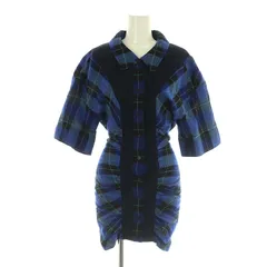 ステラマッカートニー STELLA McCARTNEY チェック ミニシャツワンピース ウール 34 青 紺 黒 /MI ■OSのサムネイル