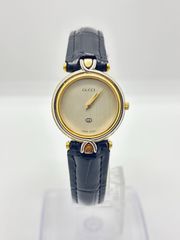Exc+5] GUCCI 6000L ゴールド×黒 クォーツ レディース腕時計