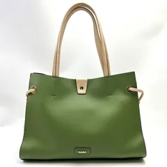 rm) nano ナノ グリーン系 サイドプリーツ配色 肩掛け トートバッグ ポーチ付属 中古美品 USED