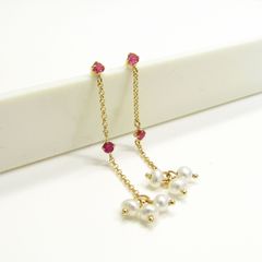ルビー＆淡水パールロングピアス【1点限り！】