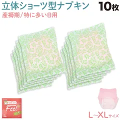 【パッケージレス版】 女性用 ECO 産褥 ショーツ ナプキン フィールオーガニック L-XLサイズ 10個 多い日用 夜用 防災 使い捨て ショーツ型　10枚  XINS-ECO-FEEL-XL5-2