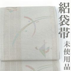 【リサイクル】 袋帯 【未使用品】 絽 金銀糸 抽象模様 グレー 六通柄 夏帯 夏物 正絹 _ 西陣 高級 逸品 カジュアル おしゃれ着 洒落着 普段着 パーティ お出かけ お茶会 お稽古 練習 夏 仕立て上がり fo1525di