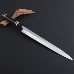 9361 柳刃包丁 9寸 刺身包丁 刃は究極の切れ味 黒檀黒水牛角白三本巻八角柄 9361 柳刃包丁 9寸 刺身包丁 刃は究極の切れ味 黒檀黒水牛角白三本巻