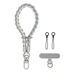 【新品】 [VANAHOTZ] スマホストラップ 手首 ハンドストラップ 携帯ストラップ リストストラップ 可愛い おしゃれ アウトドア 落下防止 軽量 iPhone/Android対応 全機種対応 (グレー×ベージュ) 0