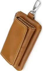 V.W.V＆others キーケース スマートキー対応 車 スマートキーケース メンズ レディース 2個収納 小銭入れ付き カード入れ付き 6連キ－ 本革 カラビナ フック(キャラメル)