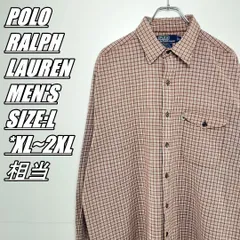 【US古着】POLO RALPH LAUREN　ポロラルフローレン　WYATT　長袖チェックシャツ　メンズ　サイズ表記L　XL~2XL相当　ライトブラン系×ホワイト